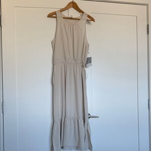 Sleeveless Cream Maxi Dress with Drawstring Waist Zella women’s size S